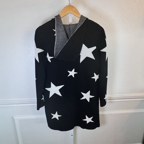 Calligraphie Women’s Black & White Star Longline Open Hooded Cardigan Size S - Picture 6 of 10